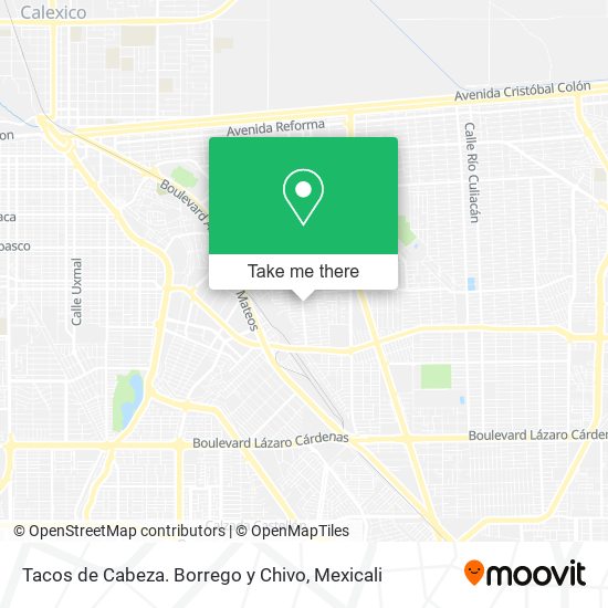 Mapa de Tacos de Cabeza. Borrego y Chivo