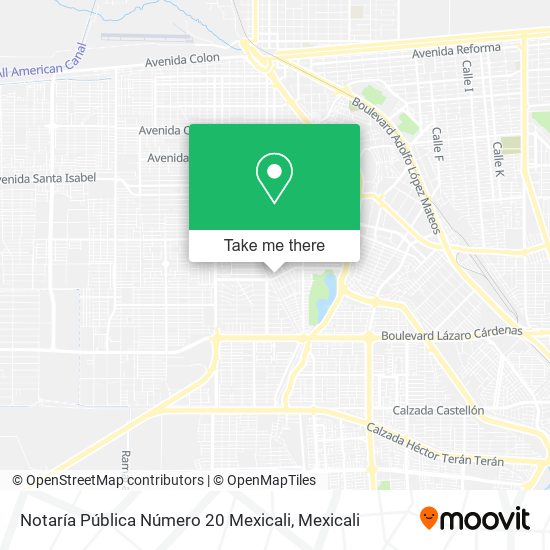 Mapa de Notaría Pública Número 20 Mexicali