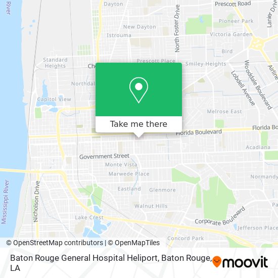 Baton Rouge General Hospital Heliport map