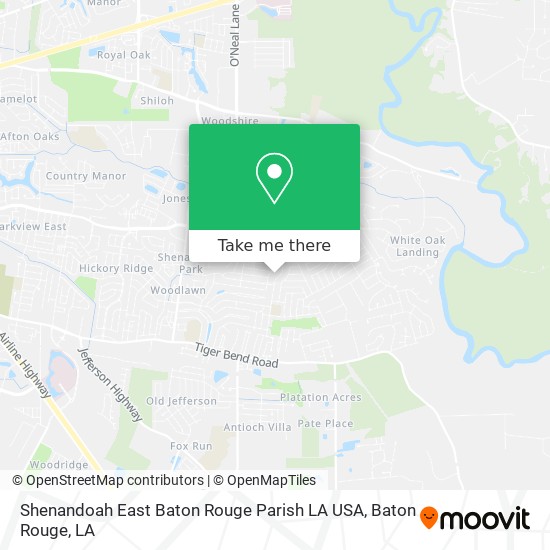 Mapa de Shenandoah East Baton Rouge Parish LA USA