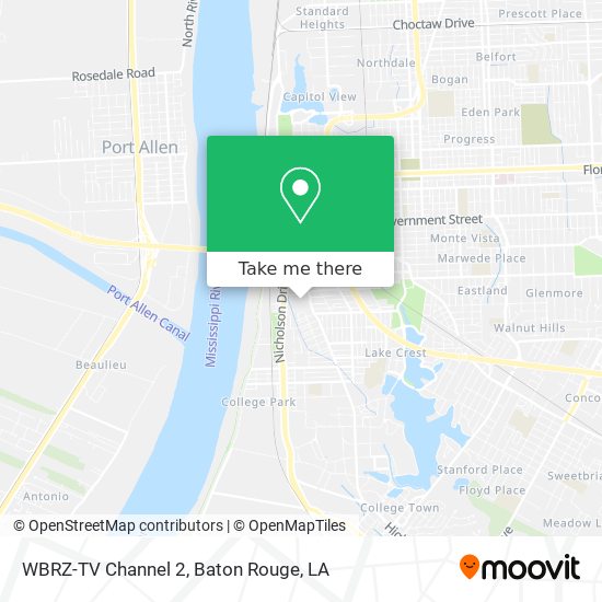 WBRZ-TV Channel 2 map