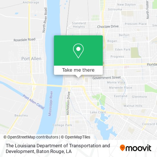 The Louisiana Department of Transportation and Development map
