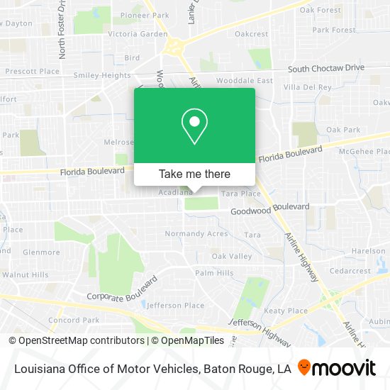 Mapa de Louisiana Office of Motor Vehicles