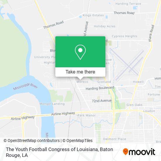 The Youth Football Congress of Louisiana map