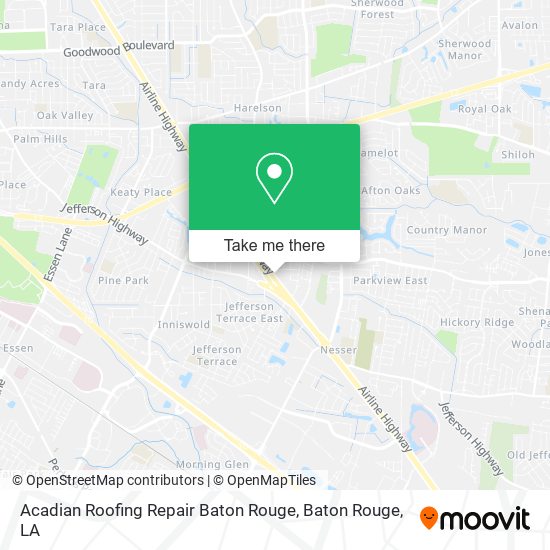 Acadian Roofing Repair Baton Rouge map