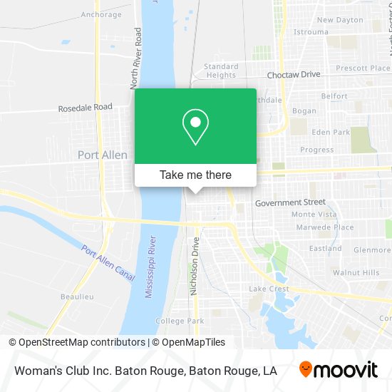 Woman's Club Inc. Baton Rouge map