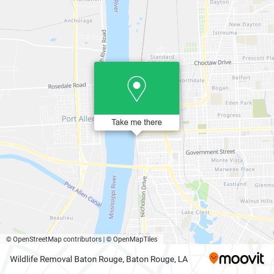 Mapa de Wildlife Removal Baton Rouge