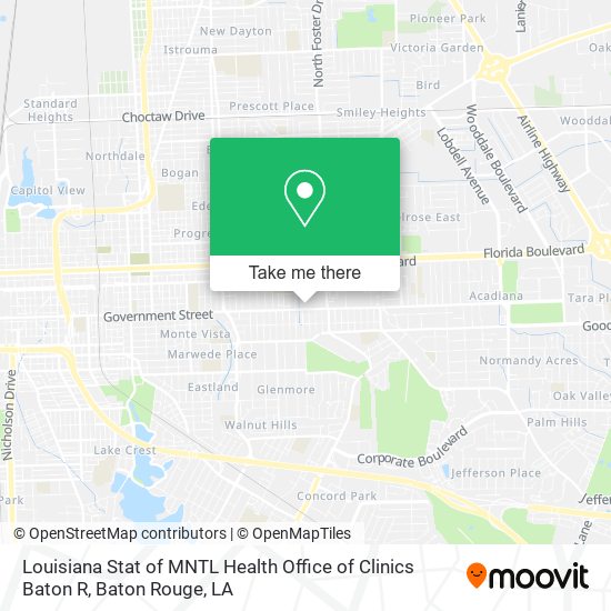 Louisiana Stat of MNTL Health Office of Clinics Baton R map