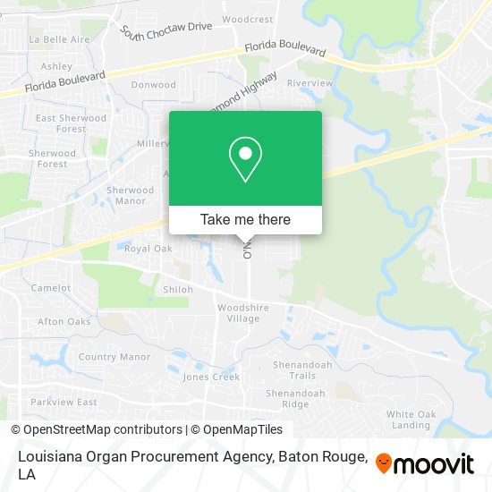 Louisiana Organ Procurement Agency map