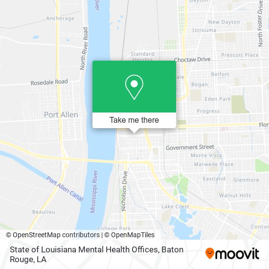 State of Louisiana Mental Health Offices map