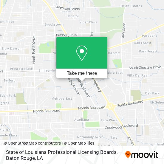State of Louisiana Professional Licensing Boards map