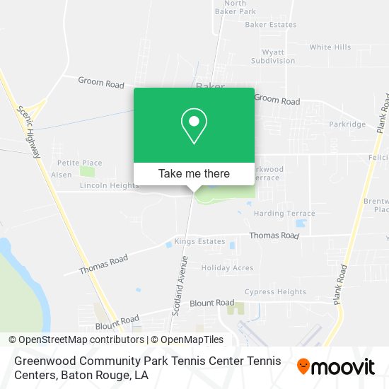 Greenwood Community Park Tennis Center Tennis Centers map