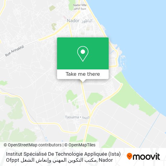 Institut Spécialisé De Technologie Appliquée (Ista) Ofppt مكتب التكوين المهني وإنعاش الشغل map