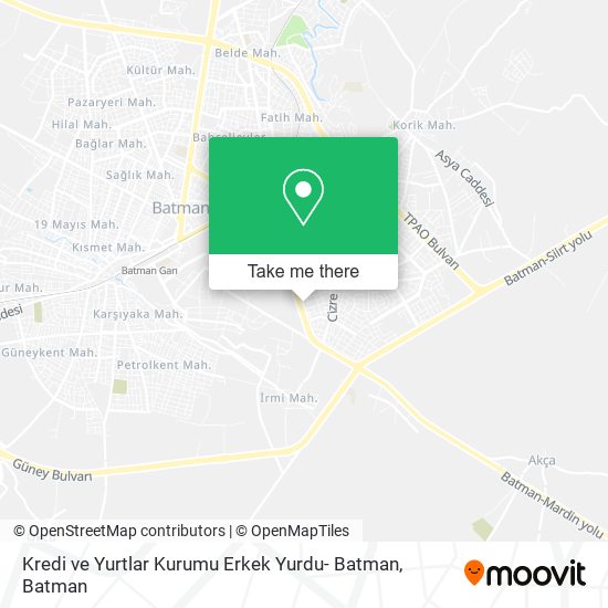 Kredi ve Yurtlar Kurumu Erkek Yurdu- Batman map