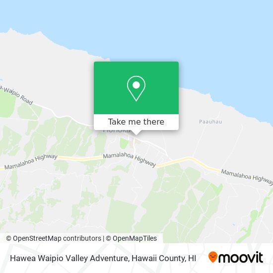 Mapa de Hawea Waipio Valley Adventure