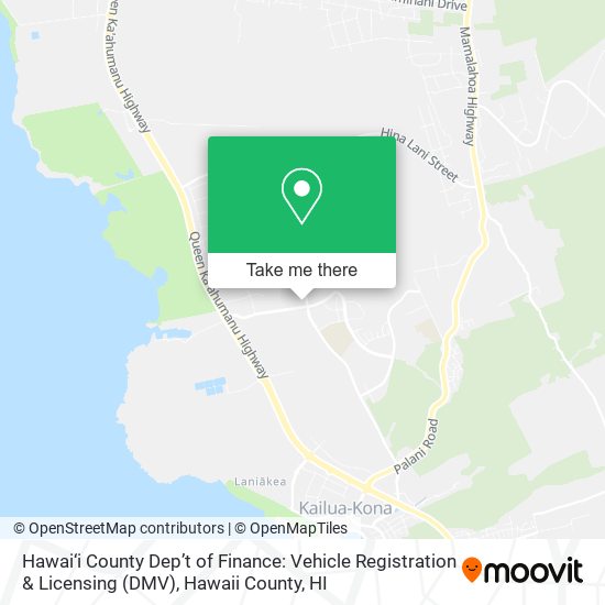 Hawai‘i County Dep’t of Finance: Vehicle Registration & Licensing (DMV) map