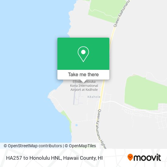 HA257 to Honolulu HNL map