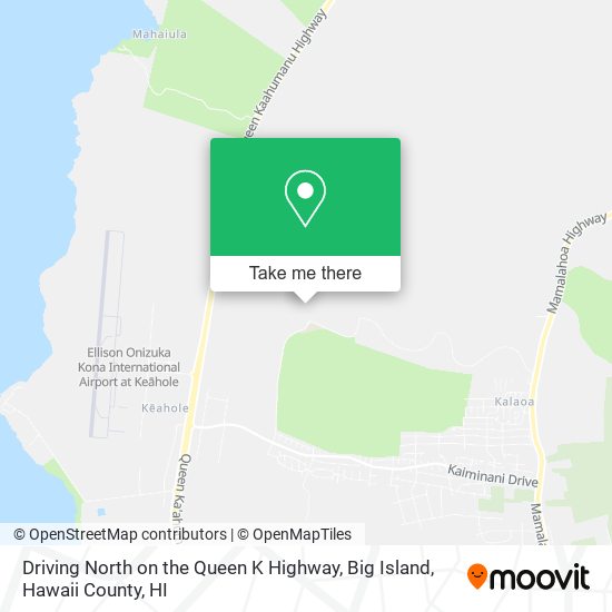 Driving North on the Queen K Highway, Big Island map