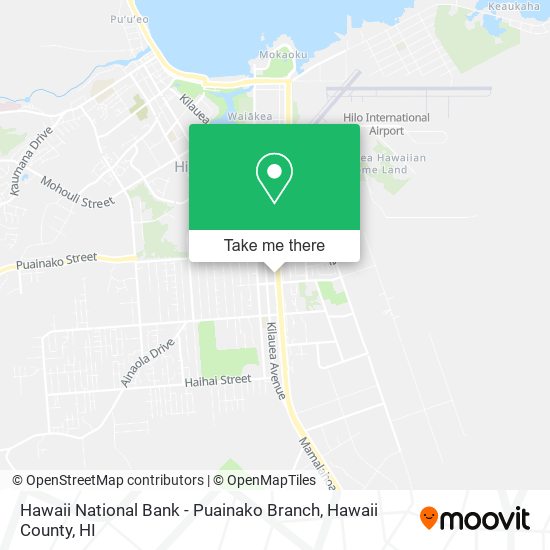 Hawaii National Bank - Puainako Branch map