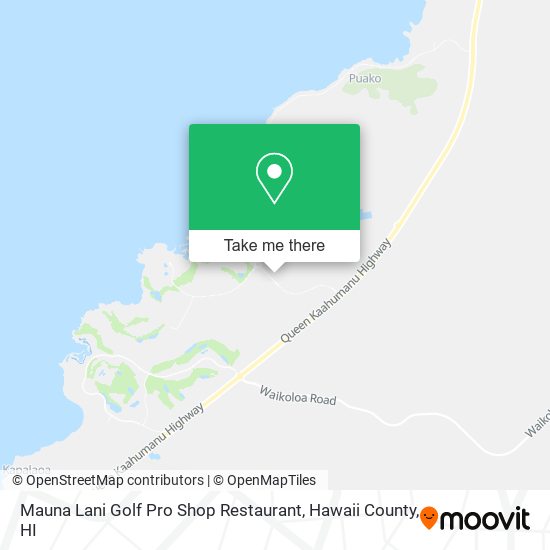 Mauna Lani Golf Pro Shop Restaurant map