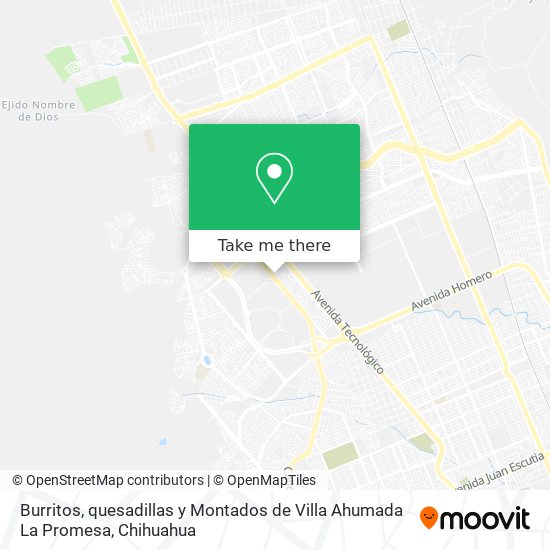 Mapa de Burritos, quesadillas y Montados de Villa Ahumada La Promesa