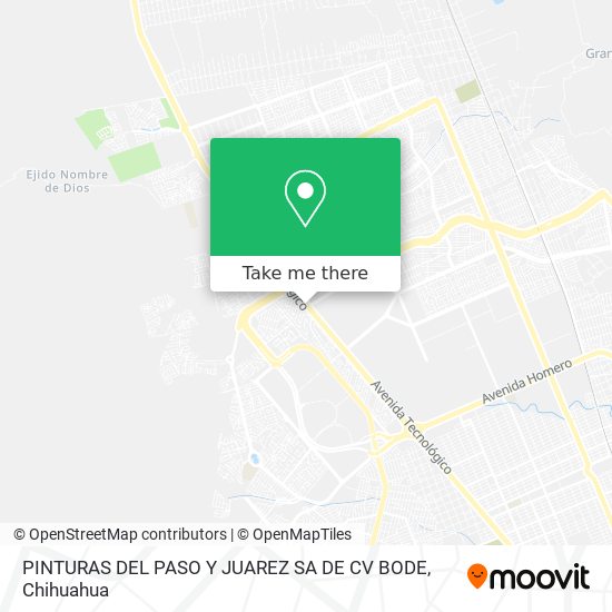 Mapa de PINTURAS DEL PASO Y JUAREZ SA DE CV BODE