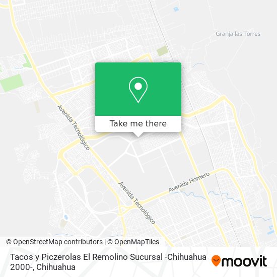 Tacos y Piczerolas El Remolino Sucursal -Chihuahua 2000- map