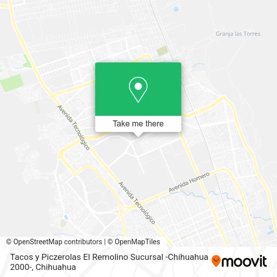 Mapa de Tacos y Piczerolas El Remolino Sucursal -Chihuahua 2000-