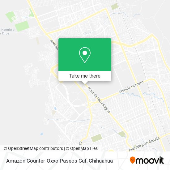 Amazon Counter-Oxxo Paseos Cuf map