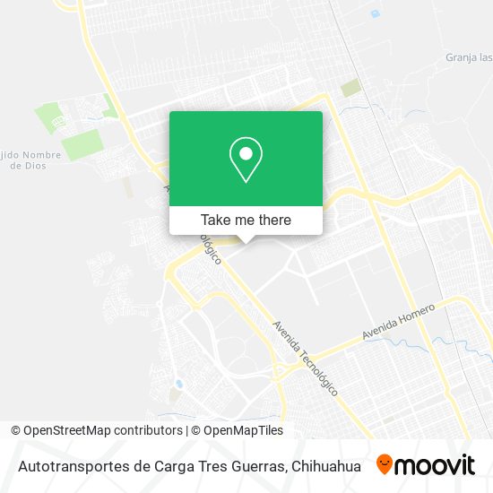 Mapa de Autotransportes de Carga Tres Guerras