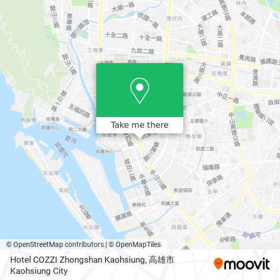 Hotel COZZI Zhongshan Kaohsiung map