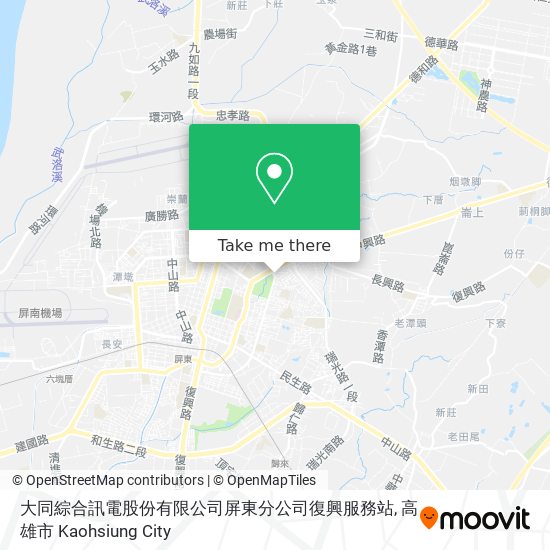 大同綜合訊電股份有限公司屏東分公司復興服務站地圖