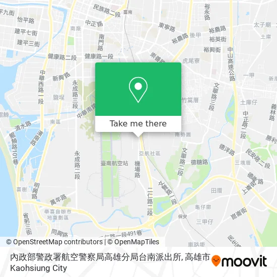 內政部警政署航空警察局高雄分局台南派出所地圖