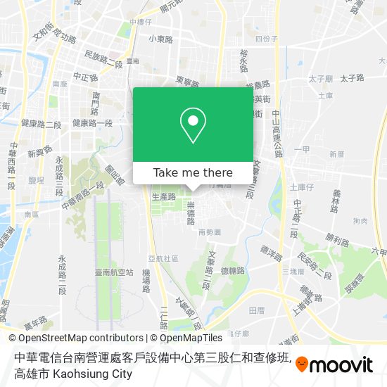 中華電信台南營運處客戶設備中心第三股仁和查修班地圖