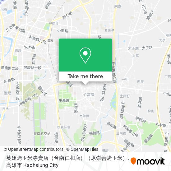 英姐烤玉米專賣店（台南仁和店）（原崇善烤玉米）地圖