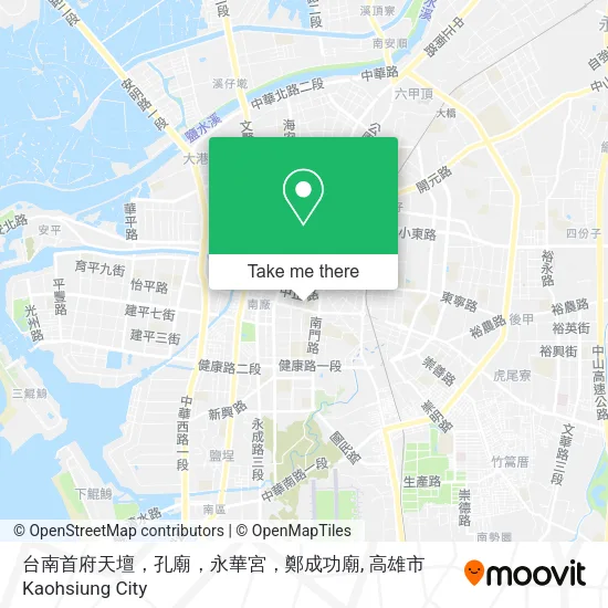 台南首府天壇，孔廟，永華宮，鄭成功廟地圖