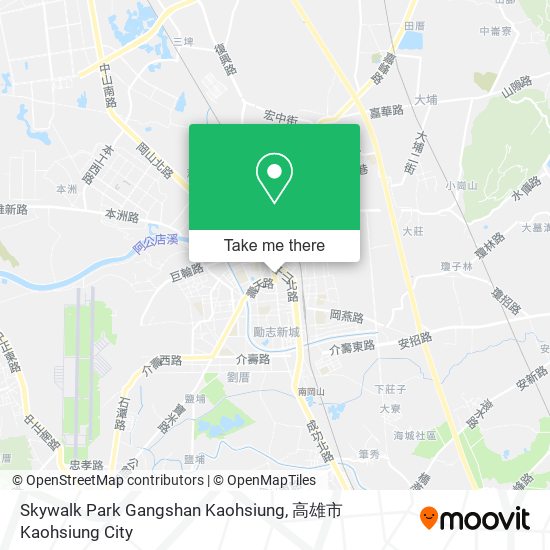Skywalk Park Gangshan Kaohsiung map
