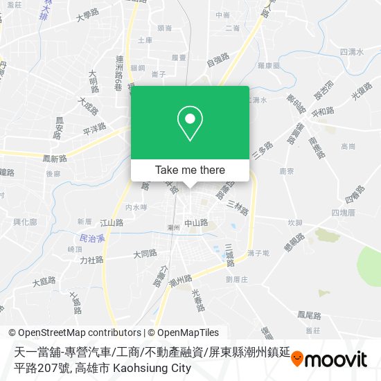 天一當舖-專營汽車 / 工商 / 不動產融資 / 屏東縣潮州鎮延平路207號地圖