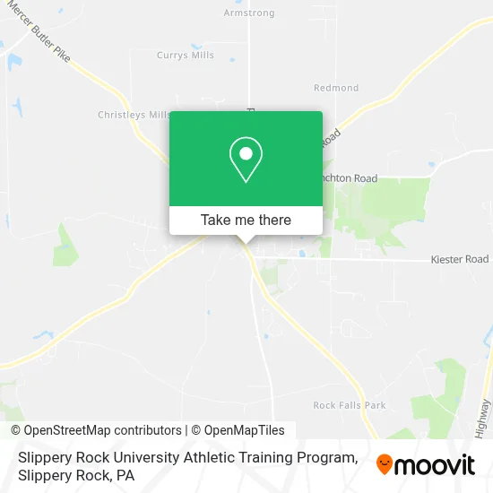 Slippery Rock University Athletic Training Program map