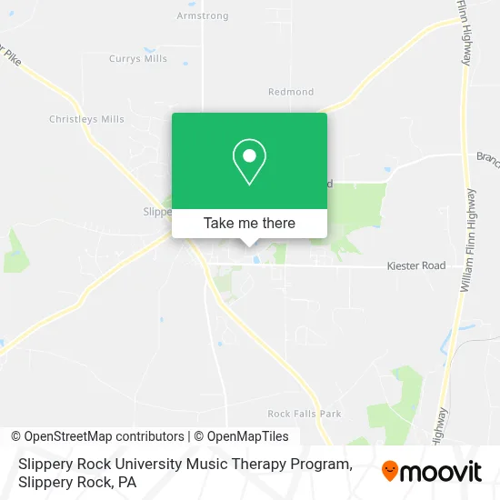 Slippery Rock University Music Therapy Program map