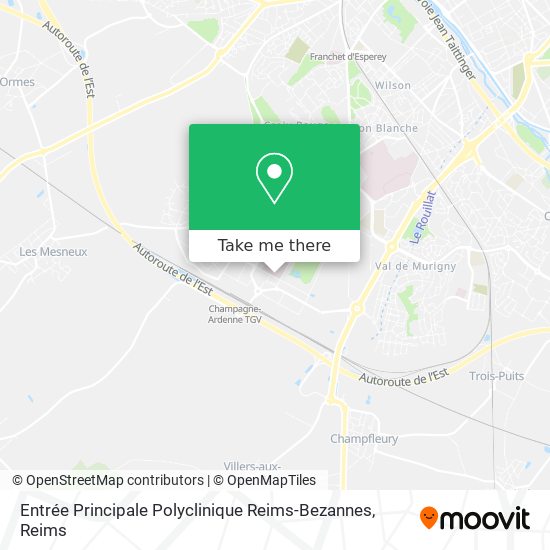 Mapa Entrée Principale Polyclinique Reims-Bezannes