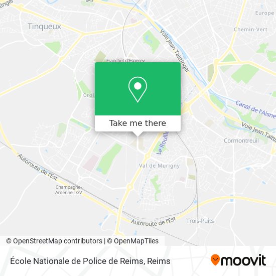 Mapa École Nationale de Police de Reims