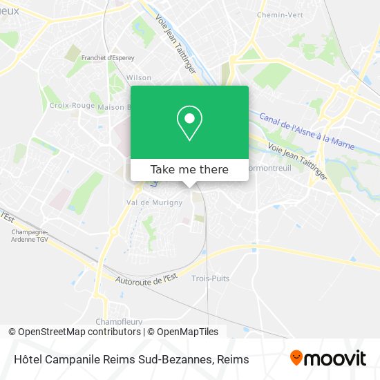 Hôtel Campanile Reims Sud-Bezannes map