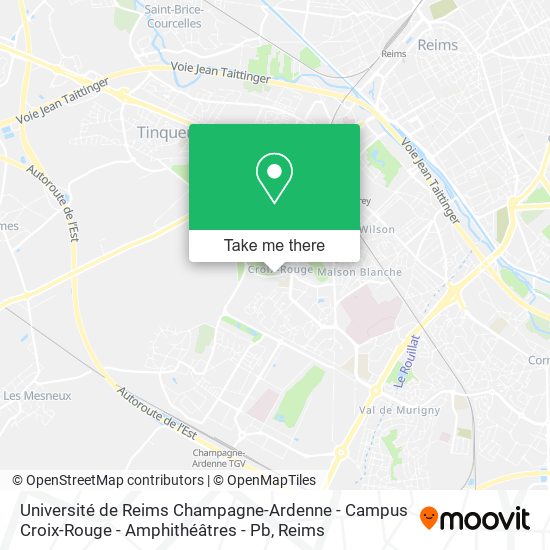 Mapa Université de Reims Champagne-Ardenne - Campus Croix-Rouge - Amphithéâtres - Pb