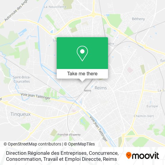 Direction Régionale des Entreprises, Concurrence, Consommation, Travail et Emploi Direccte map