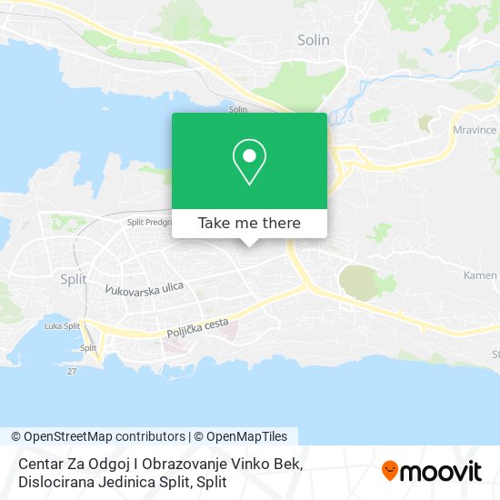 Centar Za Odgoj I Obrazovanje Vinko Bek, Dislocirana Jedinica Split map