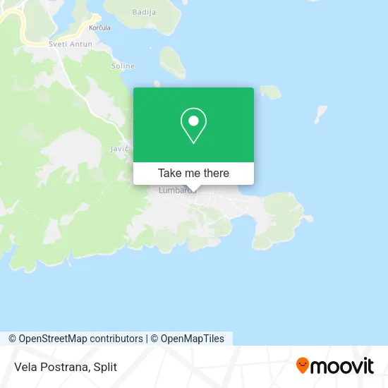 Vela Postrana map