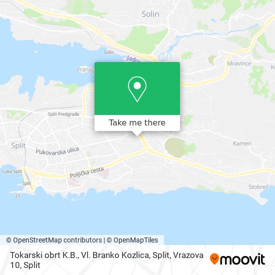 Tokarski obrt K.B., Vl. Branko Kozlica, Split, Vrazova 10 map