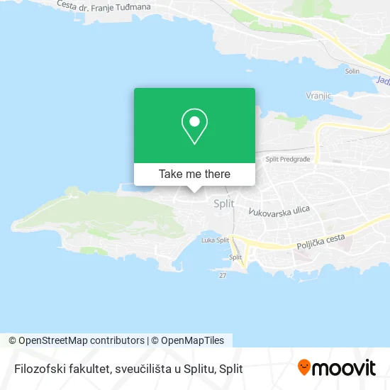Filozofski fakultet, sveučilišta u Splitu map