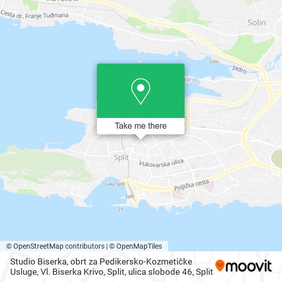 Studio Biserka, obrt za Pedikersko-Kozmetičke Usluge, Vl. Biserka Krivo, Split, ulica slobode 46 map